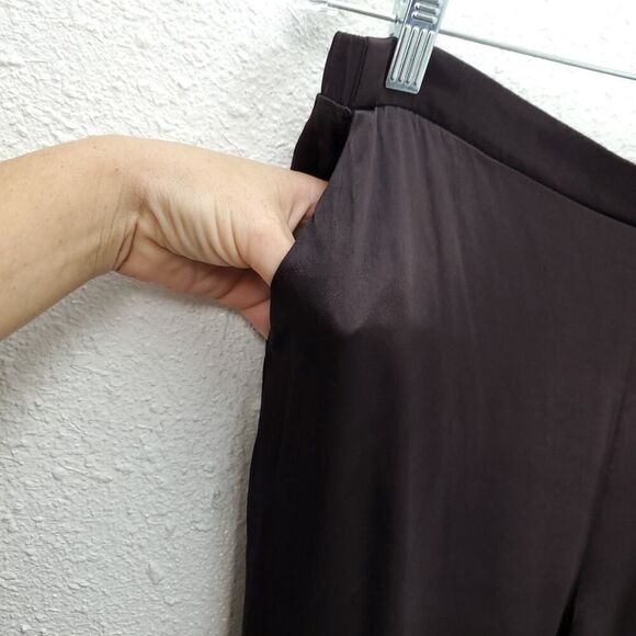 NWT NATION LTD Chocolate Brown Satin Camden Snap Pullon Cuff Pants - Picture 7 of 10